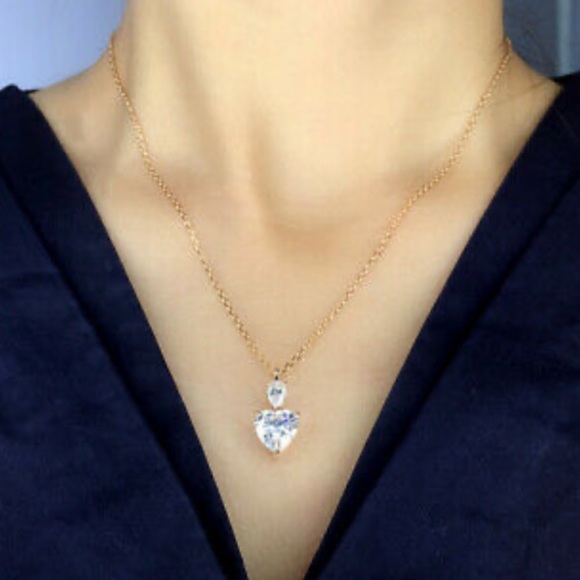 NEW 14k rose gold plated diamond necklace - Picture 3 of 6